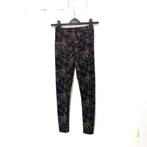 2/$20 - Black and Tan Warm  Paisley Leggings by Just Cozy - XS / S
